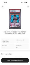 2021 Bowman’s Best Andrew Painter RC Aqua Lava Refractor PSA 10! 165/199