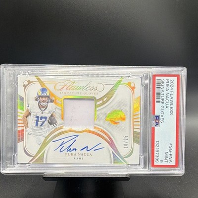 Panini 2023 Flawless Signature Gloves Puka Nacua Auto RC MEM /25 PSA 9