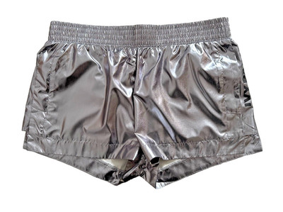 Ivy Park Beyoncé Glanzshorts Sexy Shiny Nylon Shorts silver L Wetlook New !
