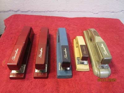 Lot of 5 Vintage Swingline Staplers Red Blue Grey