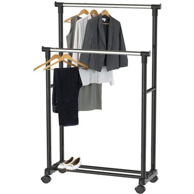 Portable Double Rod Garment Rack
