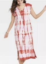 Women's Tie-Dye Sleeveless Knit Dress - Universal Thread Pink Midi NWT Small