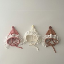 Newborn Baby Cute Hat Soft Ear Protection Hat Outdoor Sun Hat Lace Up Sweet Hats