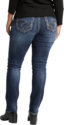 Silver Jeans Co. Women's Plus Size Suki Mid Rise Curvy Fit Straight Leg Jeans - Picture 2 of 6
