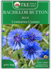 Blue Cornflower Seeds for Planting, 500 Heirloom Non-Gmo Bachelor Button Seeds,