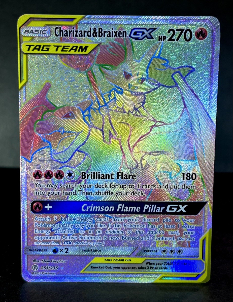 Charizard & Braixen GX 251/236 Rainbow Secret Rare — Cosmic