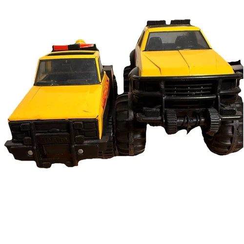 Vintage Tonka Road Rescue Tow Truck + Monster Pickup Truck Toy Bundle