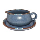 Vtg Dansk Mesa Sky Blue Gravy Boat Pitcher Server & Underplate Nice Condition