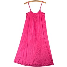 Kayser Vintage Hot Pink Enkalure Nylon Maxi Nightgown Petite Spaghetti Strap
