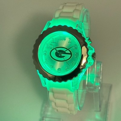 Women's GREEN BAY PACKERS Game Time NFL Team LED Light Up Watch, Silver / White