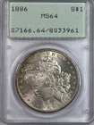 1886-P Morgan Dollar PCGS MS64 Graded Silver $1 Coin
