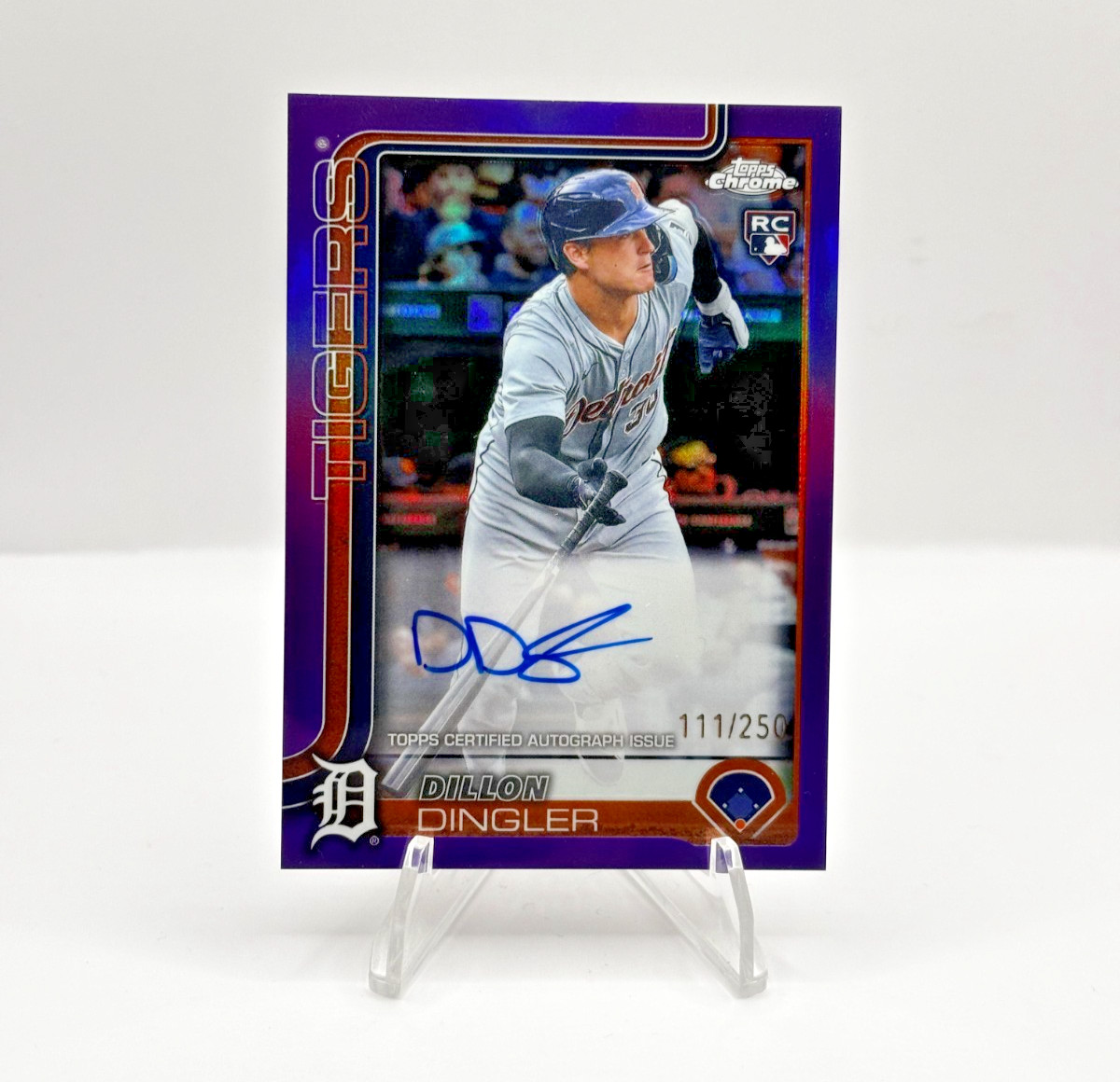 2025 Topps Chrome Dillon Dingler #RA-DD Purple Refractor Auto /250 RC Rookie