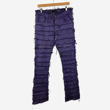 Valabasas 4444 Mens Stacked Purple Denim Jeans Size 32 Slim Flare Distressed