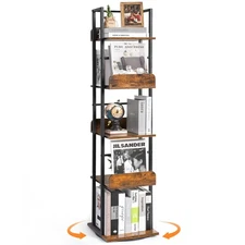 Rotating Bookshelf, 360 Display Spinning Bookshelf Tower, 5-Tier Narrow Bookc...
