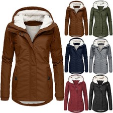 Winter Outwear Zipper Coats Women Thermal Warm Hooded Coat Fleece Lined Jackets