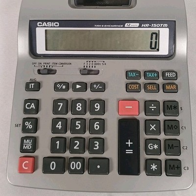 Tested Casio HR-150TM Printing Calculator W/ Paper Roll Office Business Taxes 
