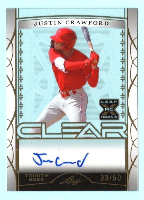 JUSTIN CRAWFORD - PHILLIES - RC - CLEAR - AUTO - /50