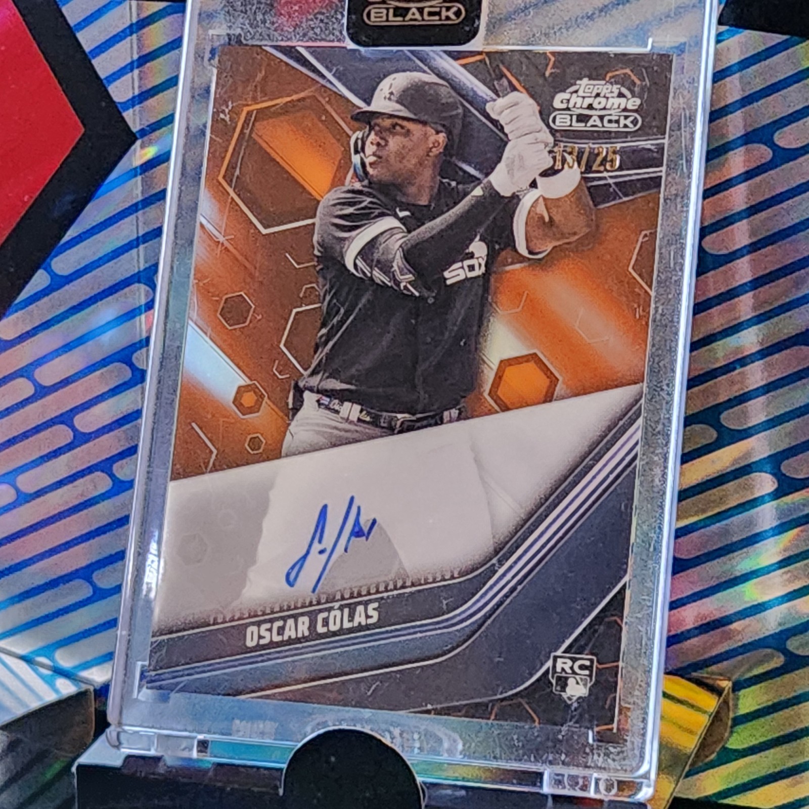 2023 Topps Chrome Black Orange Refractor /25 Oscar Colas Cólas Rookie Auto RC