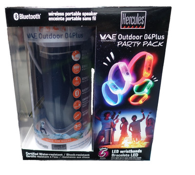 Hercules WAE Outdoor 04Plus Party Pack Bluetooth Lautsprecher 5 LED Armbänder