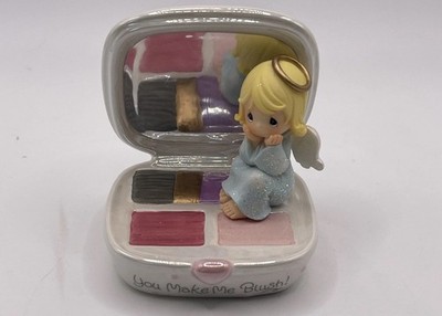 Precious Moments YOU MAKE ME BLUSH Girl with Compact Make-up Angel Figurine VNTG