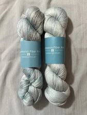 2 Skeins Of Expression Fiber Arts Yak Silk Lace Yarn, Cancer Serenity And Crab