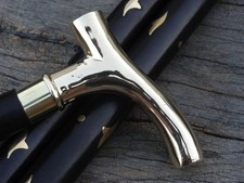 Plain Smooth Derby Handle Victorian Foldable Black Colour Wooden Walking Stick