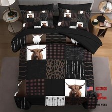 7 Pcs Size Comforter Set with 2 Pillowcases 2 Shams Animal King Highland Cow