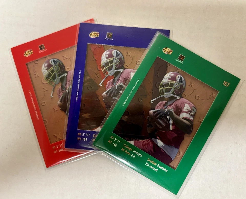 1999 Playoff Absolute Champ Bailey Purple Red Green Set Rookie Cards HOF Broncos - Image 2 of 2