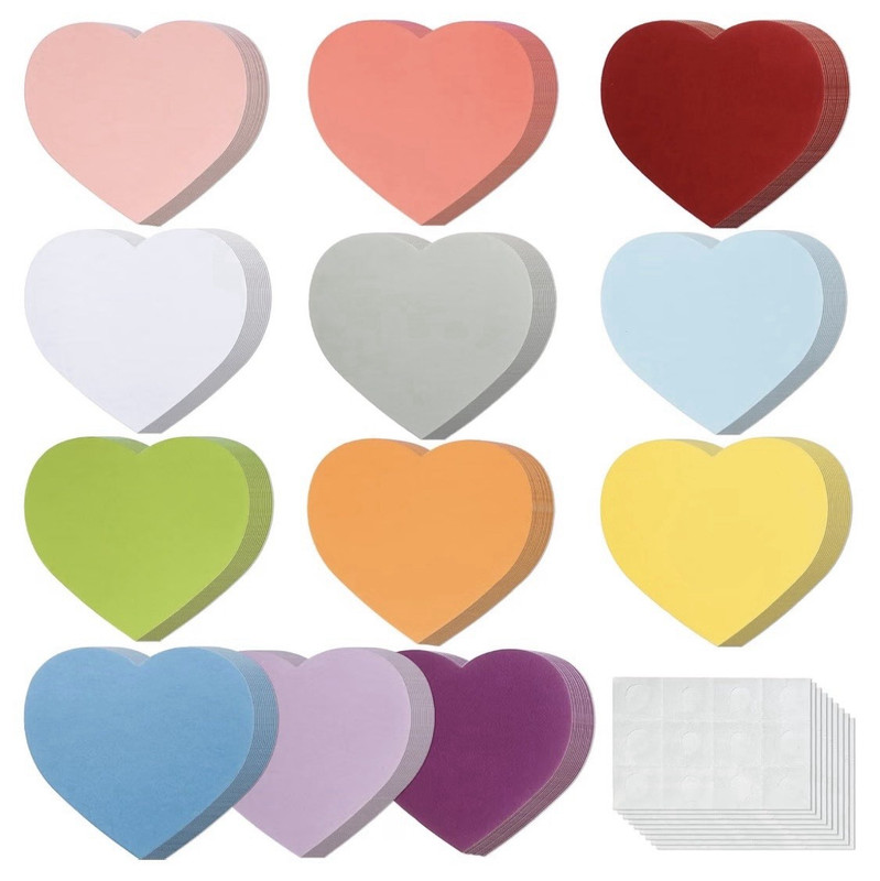 240 Heart Cutouts 6 inches 12 colors 20 of each. Includes 240 glue point dots.