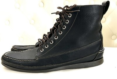 Vintage LL Bean Mens Heritage Moc Toe Black Pebble Leather Ankle Chukka Boots 11