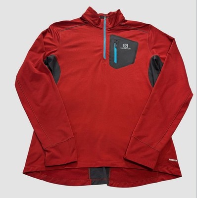 Salomon Advanced Skin Warm Men s Large 1/4 Zip Pullover Running Layer Red