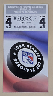 1994 New York Rangers Hockey STANLEY CUP TICKET 3rd Round vs. Devils Game 7