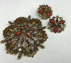 Vintage Signed Emmons "Persian Treasure" (early 1960s) Brooch & Earrings Set — photo 1