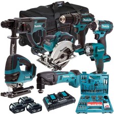 Makita 18V LXT 7 Piece Combo Tool Kit 3 x 5.0Ah Battery Charger & 100pcs Bit Set