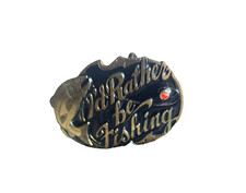 Vintage Fishing Themed Belt Buckle "I'd Rather Be Fishing" Gap 1994 Made In USA