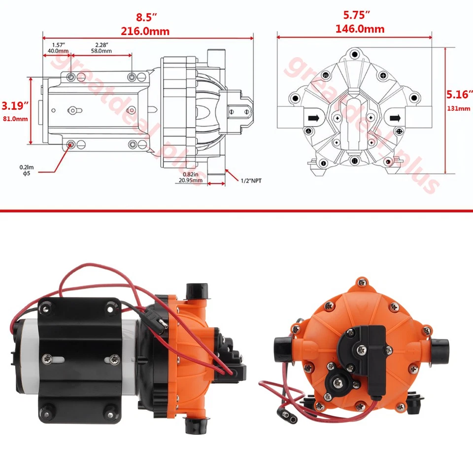 12V Water Pump 26.5L/MIN 80 PSI High Pressure for Caravan Farm Camping Boat NEW - image 3 of 4