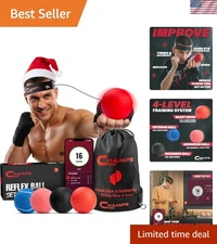 Kids & Adults Boxing Reflex Ball Set with Fitness App - For Speed & Coordination