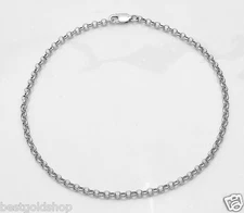 Rolo Link Chain Bracelet Real 14K White Gold ALL LENGTHS New Free Shipping
