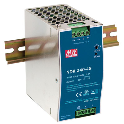 Mean Well NDR-240-24 24 Volt 10 Amp 240 Watt Industrial DIN Rail Power Supply