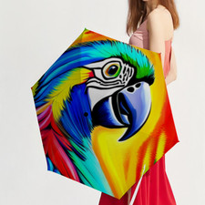 Umbrella - The Colorful Up Close Parrot Design 5 Folding UV Protection Umbrella