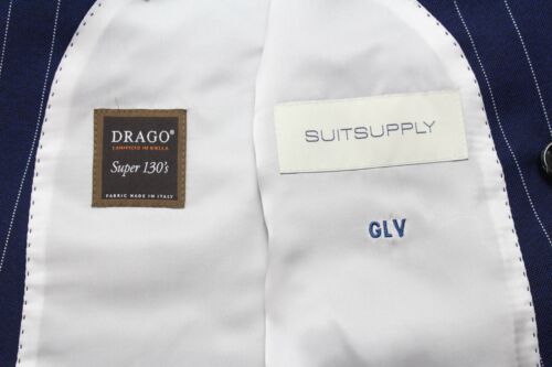 Traje SUITSUPPLY La Spalla / Brescia para hombre Reino Unido 36 lana a rayas azul - Imagen 9 de 14