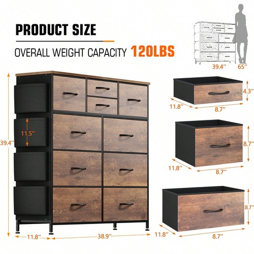 GIKPAL 10 Drawers Dresser For Bedroom, Chest Of Drawers -Lightning Deals - Picture 42 of 72