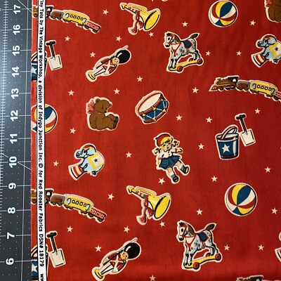 Vintage Toy Shop Tiny Tots 1/2 Yard (18x44 ) Red Rooster Cotton Fabric - New