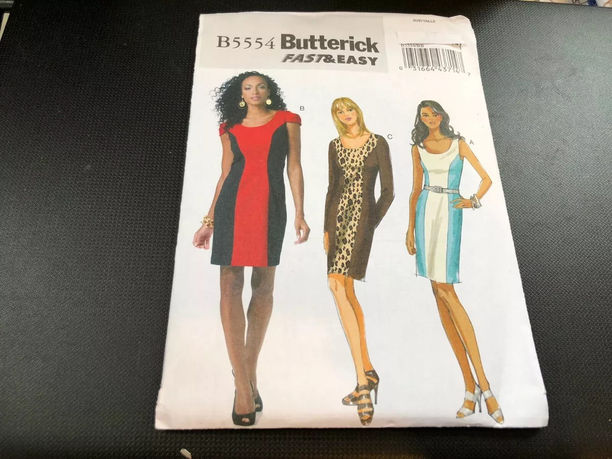 Butterick Pattern B5554 Ms EASY Straight Dresses w/Contrast Detail &  Variations