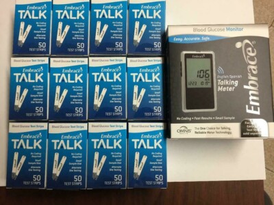Embrace Blood Glucose 600 Test Strips Plus METER NO CODING Exp Date : 04/01/2027