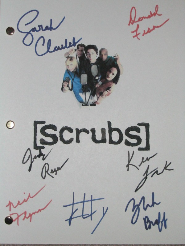 Scrubs Cast Signed Pilot TV Script ZACH BRAFF FLYNN CHALKE REYES JENKINS reprint