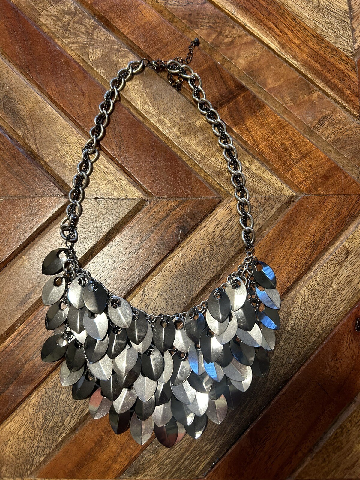 Contemporary Silver-tone  Chunky Statement Neckla… - image 1