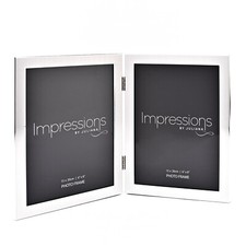 Image of Impressions Photo Frame Matt/Shiny Silver Double 6" x 8"