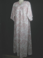 Vtg 70s Dress House Muumuu Hostess Seersucker Red/White Boho Pullover EUC USA