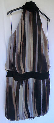 Robe Zara BASIC En Soie – Imprimé Animalier – Taille L – Marron Et Noir – Occasion Très Bon état